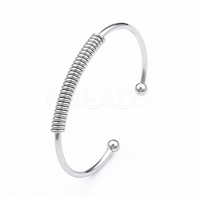 Non-Tarnish 304 Stainless Steel Open Cuff Bangle for Girl Women BJEW-N013-008P-1