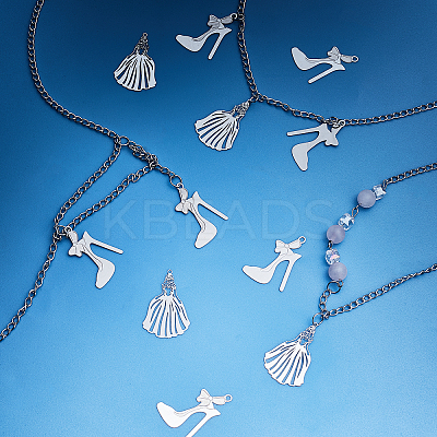 100Pcs 2 Style 201 Stainless Steel Stilettos Filigree Pendants STAS-DC0007-96-1