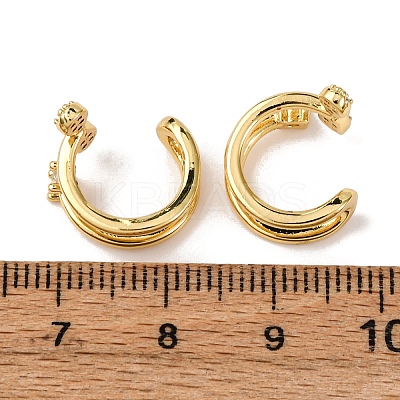 Brass Micro Pave Clear Cubic Zirconia Cuff Earrings EJEW-D328-02G-02-1