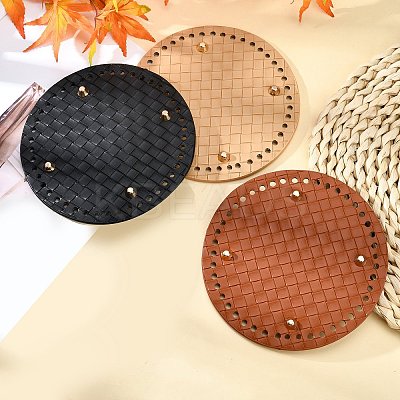 3Pcs 3 Colors Leather Flat Round Bottom FIND-WR0003-78-1