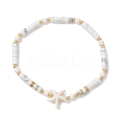 2Pcs Natural Howlite & Dyed Synthetic Turquoise Beads Stretch Bracelets for Women BJEW-JB13216-1