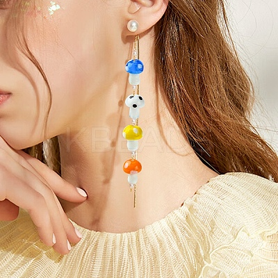 20Pcs 5 Colors Mushroom Handmade Lampwork Beads Strands LAMP-YW0001-23-1