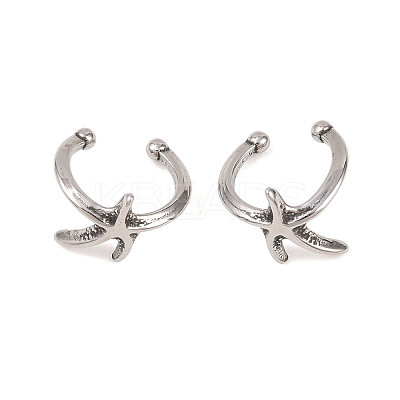 Starfish 316 Stainless Steel Non- Piercing Cartilage Earrings AJEW-C044-11AS-1