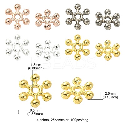 100Pcs 4 Colors Zinc Alloy Spacer Beads FIND-YW0004-20-1