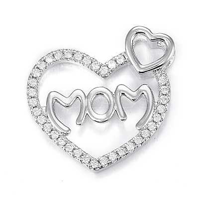 Brass Micro Clear Cubic Zirconia Pendants ZIRC-F120-045P-1