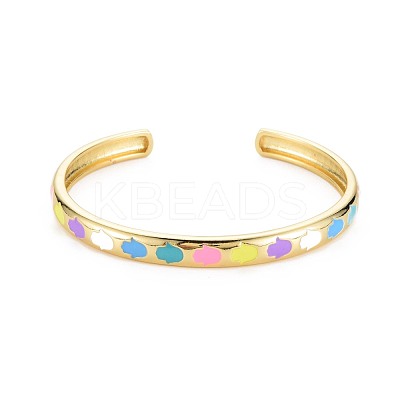 Hamsa Hand Enamel Cuff Bangle BJEW-S141-010-1
