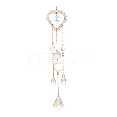 Glass Teardrop & Star Window Hanging Suncatchers HJEW-JM00905-01-1