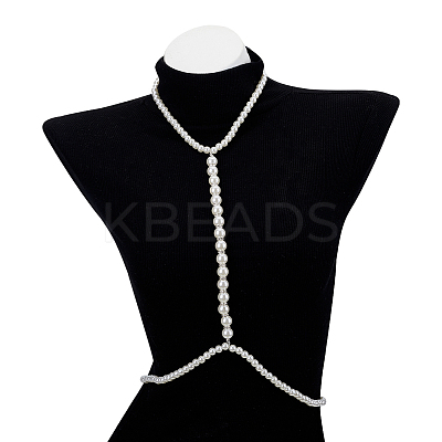 1Pc Zinc Alloy with ABS Imitation Pearl Body Chain for Women AJEW-HY0002-15-1