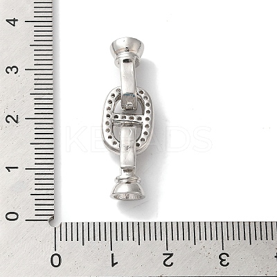 Oval Rack Plating Brass Micro Pave Clear Cubic Zirconia Fold Over Clasps KK-A225-09P-1