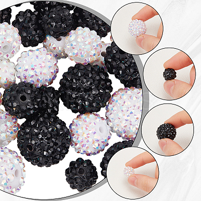 48Pcs 8 Styles Resin Rhinestone Beads RESI-SC003-43-1