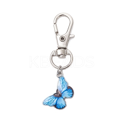 Butterfly Alloy Enamel Pendant Decorations HJEW-JM03207-1