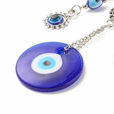 Alloy & Glass Turkish Blue Evil Eye Pendant Decoration HJEW-I008-02AS-1