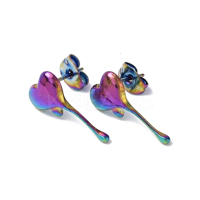 Ion Plating(IP) 304 Stainless Steel Melting Heart Stud Earrings for Women EJEW-F300-14MC-1