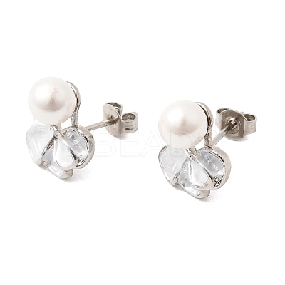Brass Enamel Stud Earrings KK-CBAB173-02E-P-1