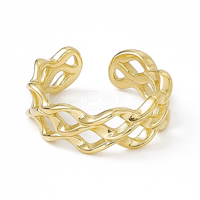 Ion Plating(IP) 304 Stainless Steel Cuff Ring for Women RJEW-C060-14G-1