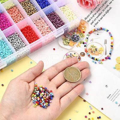 DIY 8/0 Glass Seed Beads Stretch Bracelet Making Kits DIY-YW0001-95-1