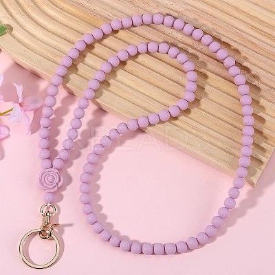 Rose Silicone ID Card Neck Strap Card Holder NJEW-SW00028-10-1