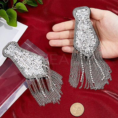 2Pcs Fashionable Tassel Epaulettes DIY-FH0008-89B-P-1