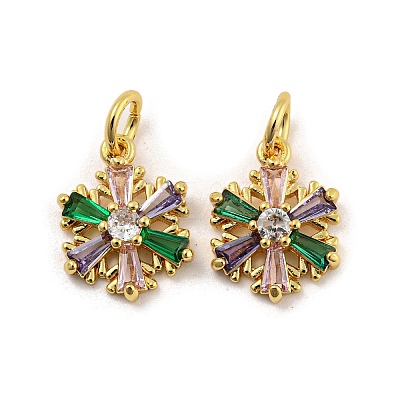 Brass Micro Pave Colorful Cubic Zirconia Pendants KK-G490-24G-1