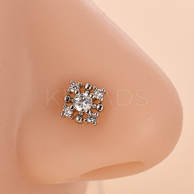316L Surgical Stainless Steel Clear Cubic Zirconia L-Shaped Nose Rings WG09863-03-1
