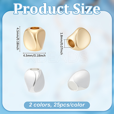 50Pcs 2 Colors Brass Spacer Beads KK-PH0013-37-1