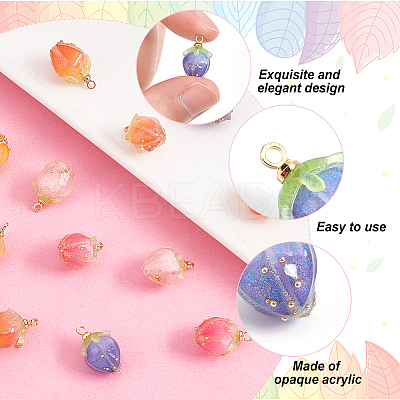 12Pcs 6 Colors Opaque Acrylic Charms MACR-OC0001-17-1