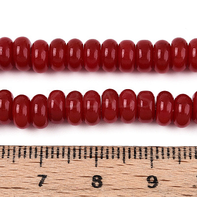 Opaque Spray Painted Glass Beads GLAA-ZX008-6mm-18O-1