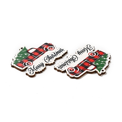 Single Face Christmas Printed Wood Big Pendants WOOD-D025-25-1