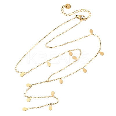 304 Stainless Steel Teardrop Tassel Y Necklaces NJEW-R026-24G-1