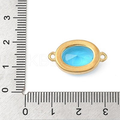 304 Stainless Steel Cubic Zirconia Oval Connector Charms STAS-P380-78G-02-1