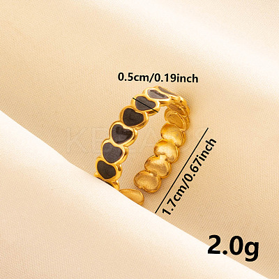 Heart 304 Stainless Steel Enamel Cuff Ring EH9292-3-1