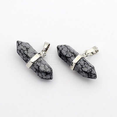 Natural & Snowflake Obsidian Double Terminated Pointed Pendants G-F177-13-1