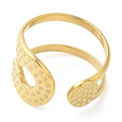 304 Stainless Steel Double Layer Open Cuff Ring for Women RJEW-I098-27G-1