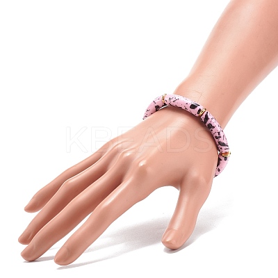 Acrylic Curved Tube Beaded Stretch Bracelet BJEW-JB08443-01-1