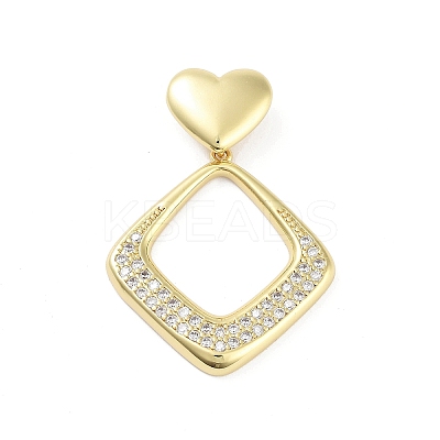 Rack Plating Brass Micro Pave Clear Cubic Zirconia Pendants KK-H474-19G-09-1