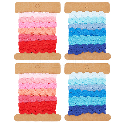 4 Cards 2 Styles  Polyester Wavy Fringe Trim Ribbon DIY-GF0009-48H-1