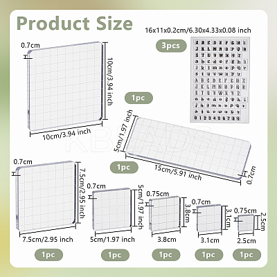 7Pcs Square & Rectangle Acrylic Stamp Block Stamping Tool Sets DIY-OC0012-70-1