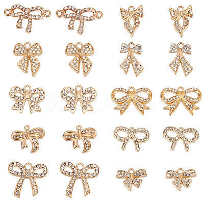 40Pcs 10 Styles Zinc Alloy Crystal Rhinestone Pendants FIND-SC0013-87-1