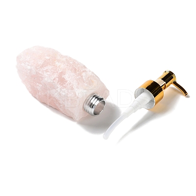 Raw Natural Rose Quartz Pump Press Bottles G-B131-02B-1