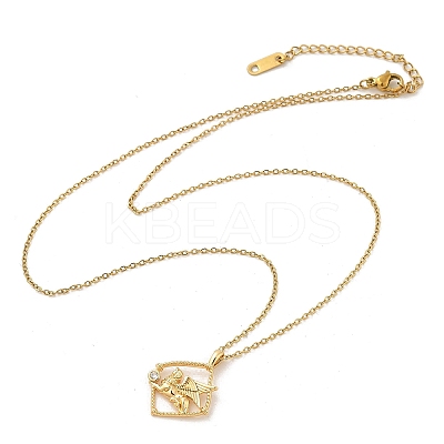 Brass Clear Cubic Zirconia Pendant Necklaces for Women LS-NJEW-R018-02G-02-1