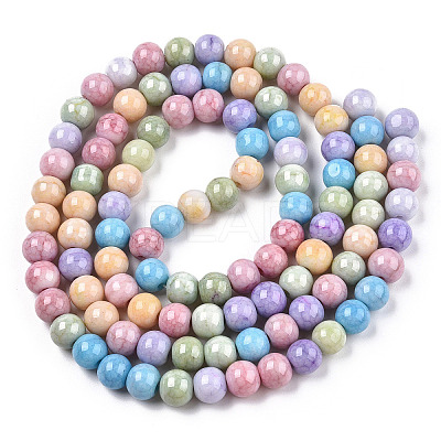 Ombre Effect Dyed Crackle Glass Round Beads Strands GLAA-T031-01D-1