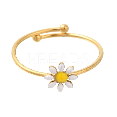 Daisy Enamel Finger Rings RJEW-M023-01G-1