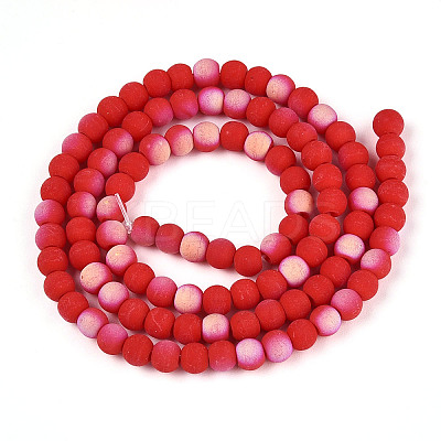 Frosted Opaque Glass Beads Strands GLAA-T032-P4mm-MBB04-1