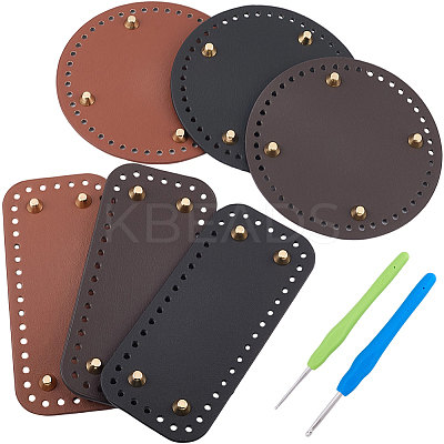 6Pcs 6 Styles Rectangle and Round PU Leather Knitting Crochet Bags Nail Bottom Shaper Pad DIY-CL0002-18-1