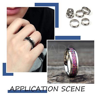 12Pcs 6 Size 201 Stainless Steel Grooved Finger Ring Settings STAS-TA0002-15P-1