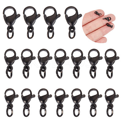 30Pcs 3 Styles 304 Stainless Steel Lobster Claw Clasps STAS-UN0050-14-1