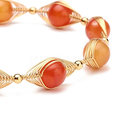 Healing Power Natural Carnelian Beaded Bracelets for Men Women X1-BJEW-TA00012-01-1