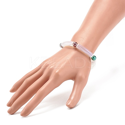 Acrylic Curved Tube & Round Chunky Stretch Bracelet for Women BJEW-JB08282-1