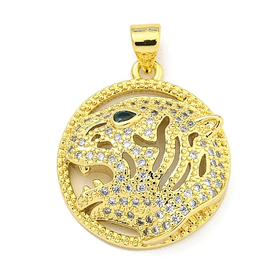 Brass Micro Pave Cubic Zirconia Pendants KK-K354-08D-G-1