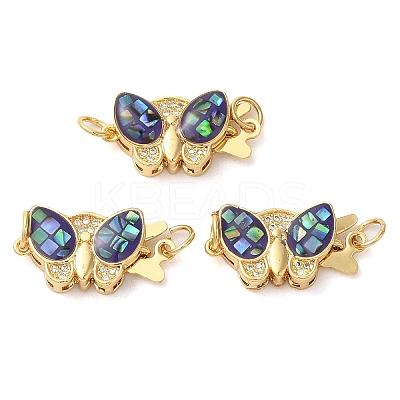Brass Micro Pave Clear Cubic Zirconia Box Clasps KK-K385-096G-1